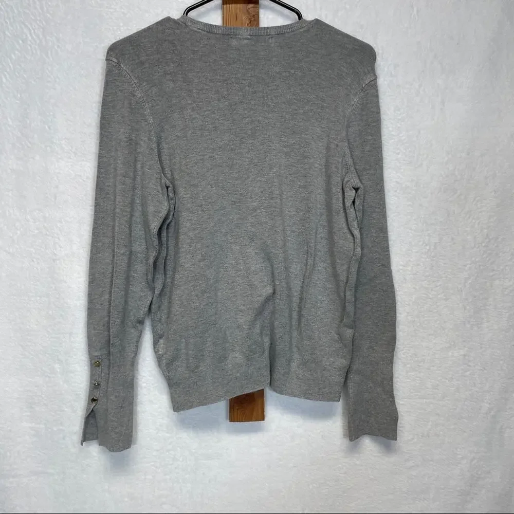 Catherine Malandrino Gray‎ Long Sleeve Crewneck Sweater Size L